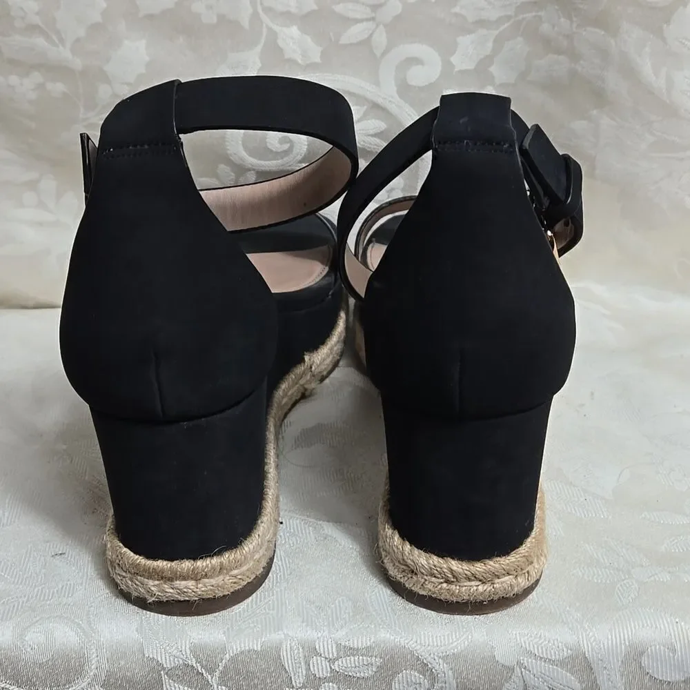 BCBGeneration Black Espadrille Wedge Sandals